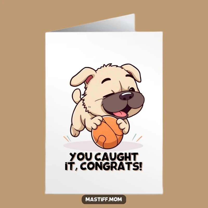 Free Printable Congrats Card: Mastiff's Winning Sprint, Energetic Downloadable Gift