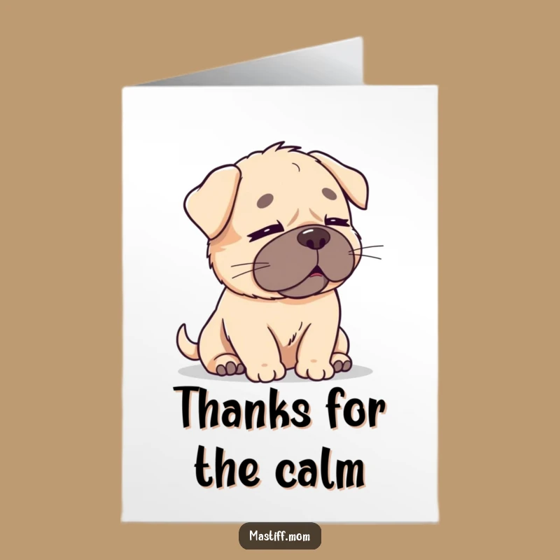 Free Printable Kawaii Mastiff Thank You Card: Zen Dog Appreciation Downloadable Message