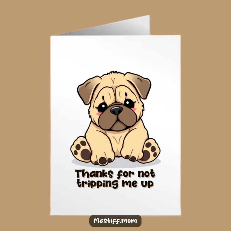 Free Printable Thank You Card: Kawaii Mastiff Puppy's Hilarious Mishap