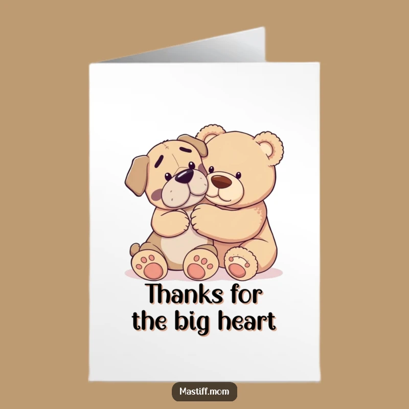 Free Printable Thank You Card: Mastiff Teddy Bear, Funny Playful Downloadable Gift!