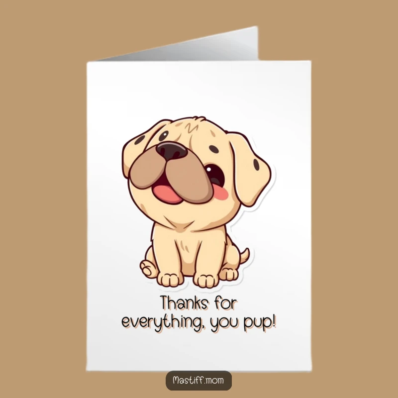 Free Printable Thank You Card: Mastiff Lick - Funny Dog Downloadable Gift