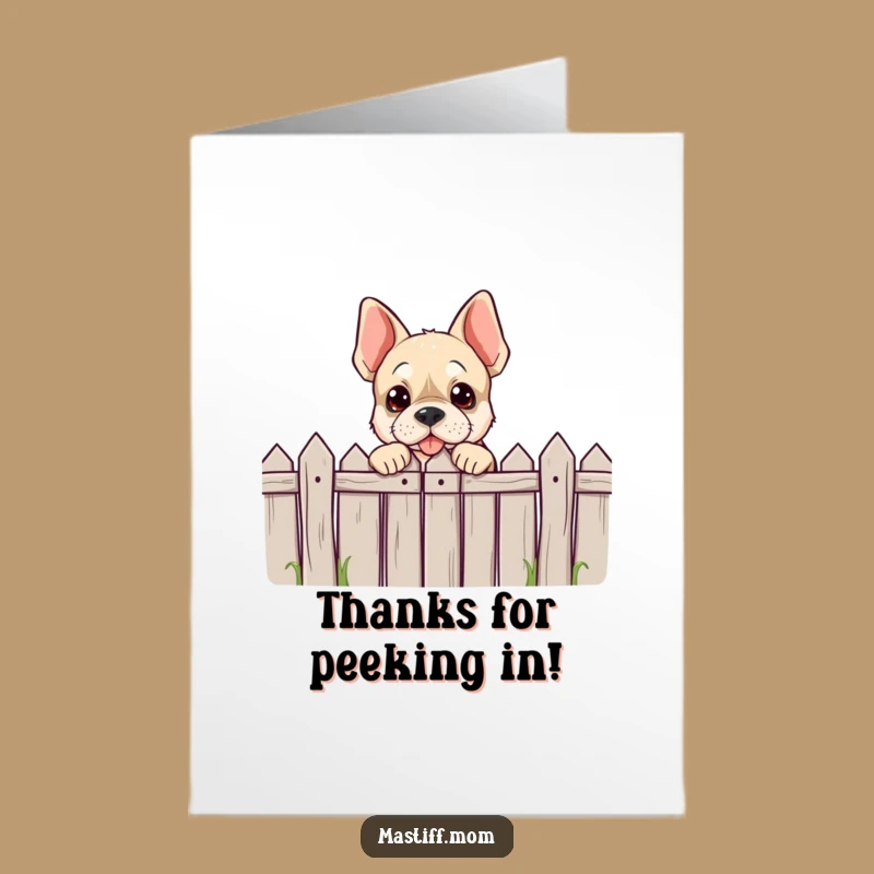 Free Printable Thank You Card: Mastiff Peeking Over Fence Gratitude
