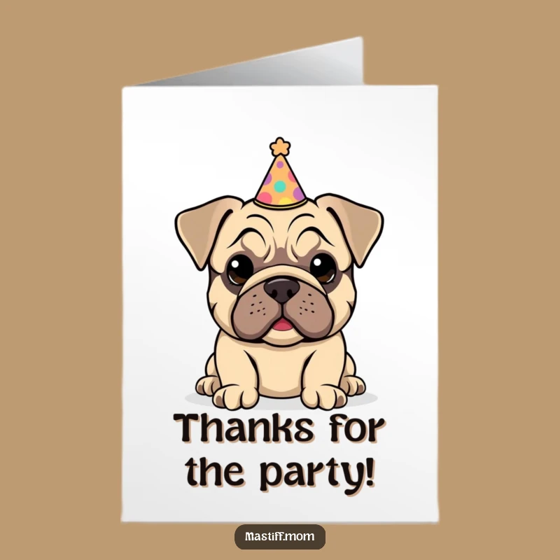 Free Printable Thank You Card: Funny Mastiff Puppy Hat - DIY Downloadable Gratitude