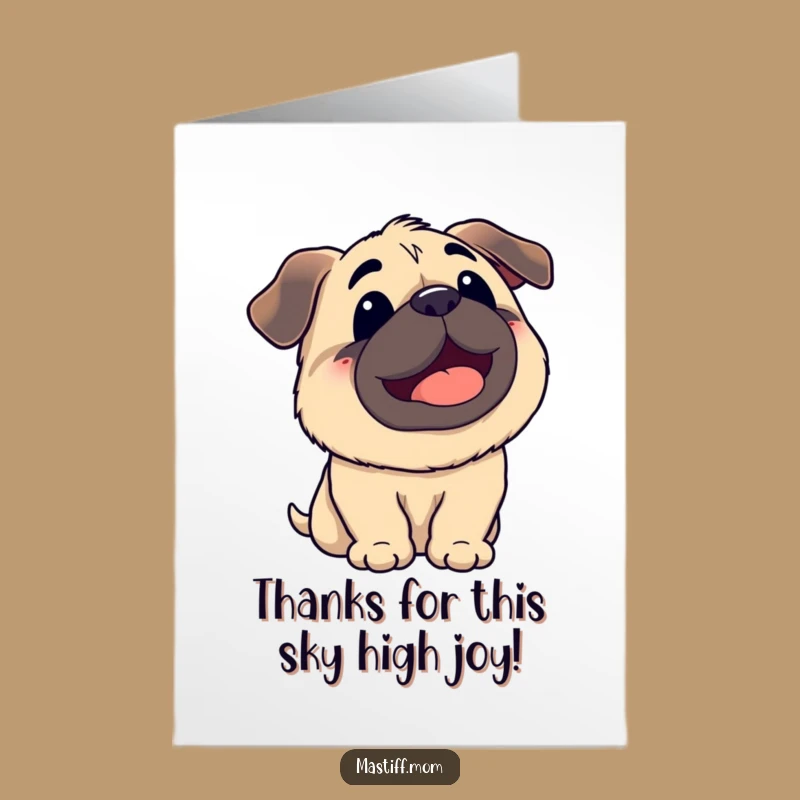 Kawaii Mastiff Thank You Card Free Printable: Grateful Dog Sky Gaze Express
