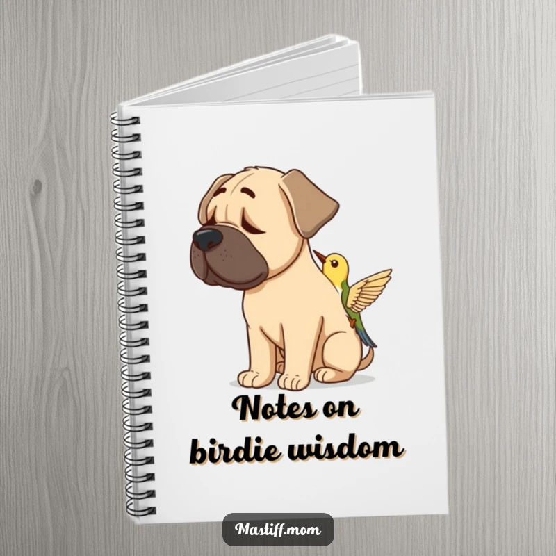 Funny Mastiff Bird Listener Notebook: A dog tilting its head to hear a bird, great for journaling and notes.