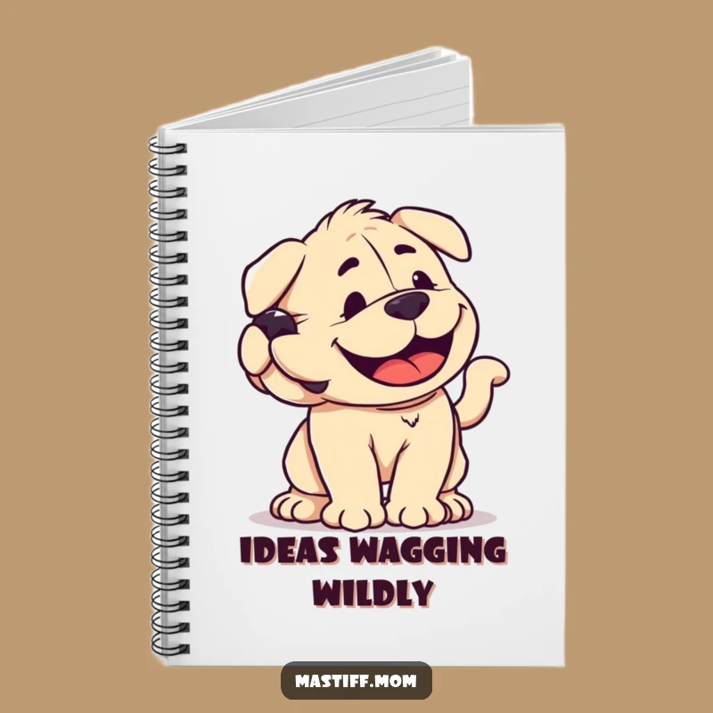 Funny Mastiff Wagging Notebook - Happy Dog Journal Gift