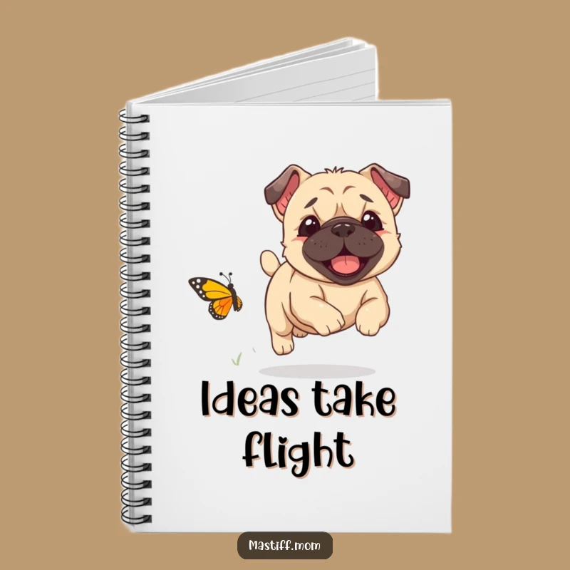Funny Kawaii Mastiff Notebook - Butterfly Chase Fun, Perfect for Notes & Funny Gift Ideas