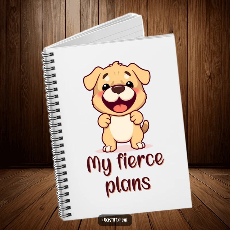 Funny Mastiff Notebook with a cute, joyful, and protective Mastiff character ready to record your thoughts.
