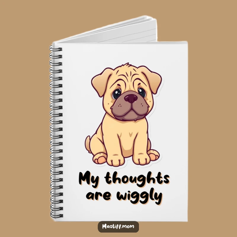 Funny Mastiff Puppy Notebook - Kawaii Dog Sitting with Gentle Wag