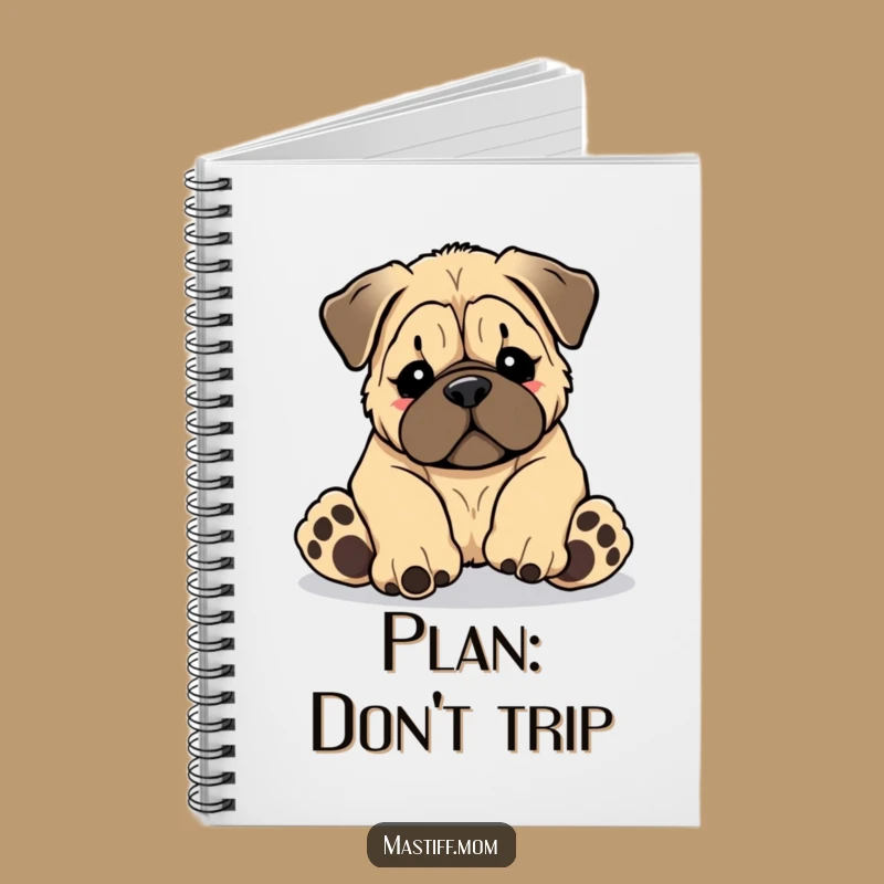 Funny Kawaii Mastiff Notebook - Giant Paws Tripping, Perfect for Jots & Funny Gift Ideas