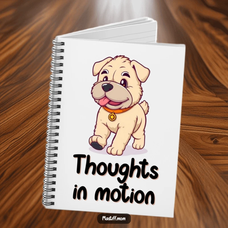Funny kawaii Mastiff dog notebook, featuring a cute dog in a dignified walk, ideal for notes and planning.