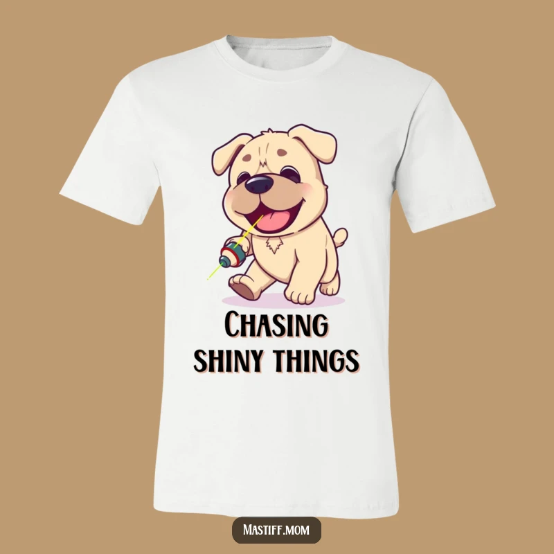 Funny Kawaii Mastiff T-Shirt - Laser Chasing Dog Tee Gift