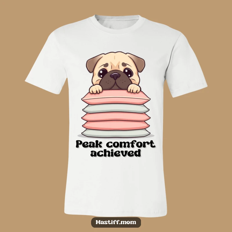 Funny Kawaii Mastiff Cushion T-Shirt - Peek Over Design, Comfy & Humorous Funny Gift