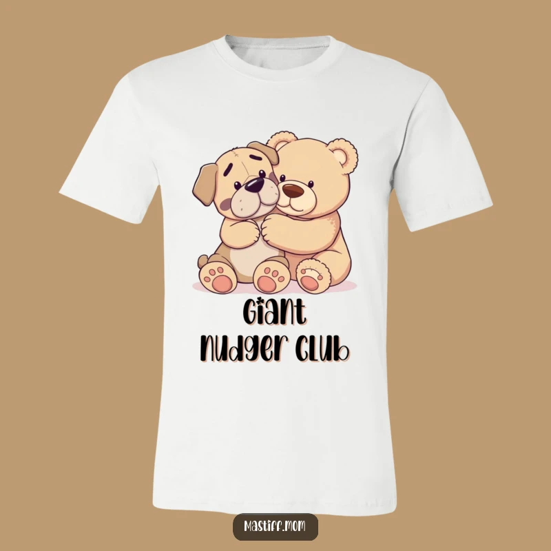 Funny Mastiff Nudging Teddy Bear T-Shirt - Hilarious Gentle Giant Apparel