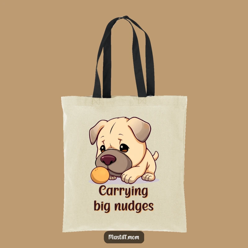 Funny Kawaii Mastiff Tote Bag: Gentle Nudge, Stylish & Humorous
