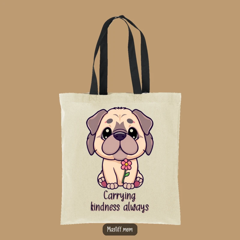 Funny Kawaii Mastiff Tote Bag - Flower Offering, Elegant & Humorous Funny Gift