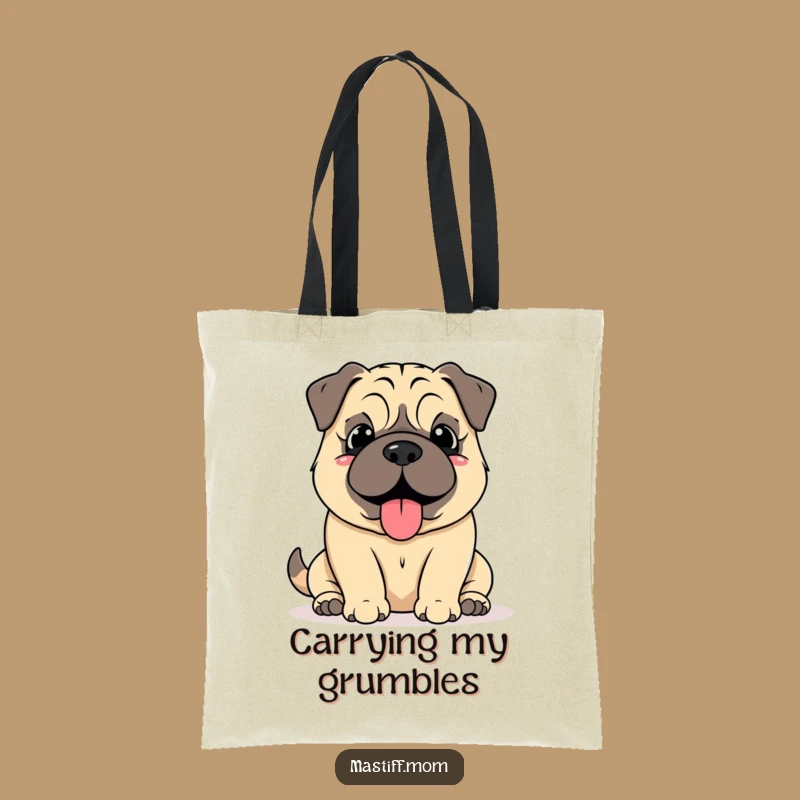 Funny Mastiff Grumble Tote Bag: Happy Content Dog Owner Gift