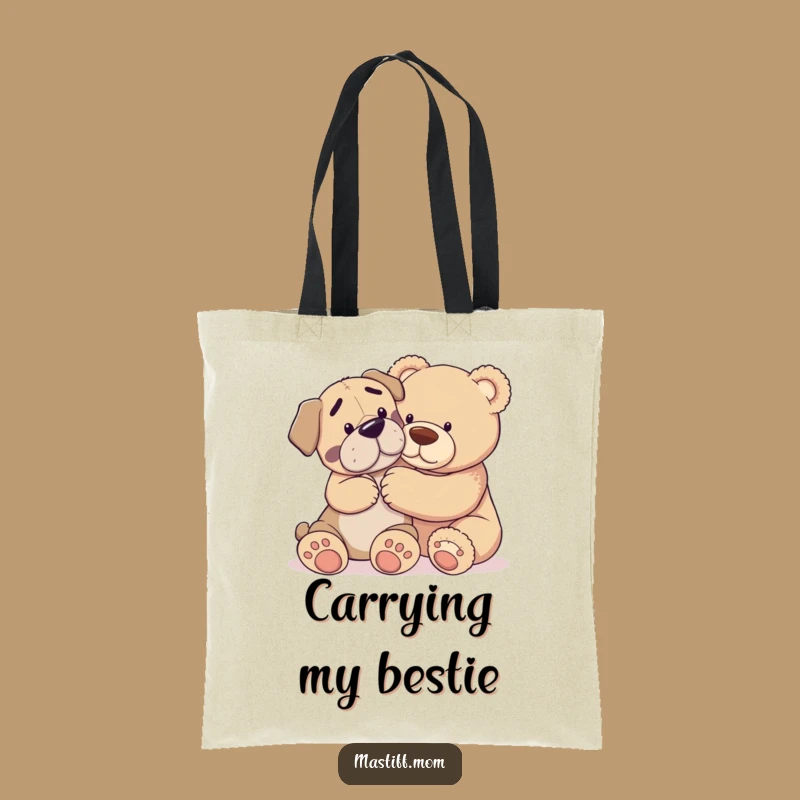 Funny Mastiff Nudging Teddy Bear Tote Bag - Carry Your Gentle Humor