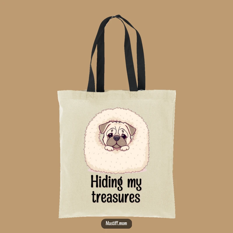 Funny Kawaii Mastiff Tote Bag - Peek-a-Boo Blanket Dog Accessory