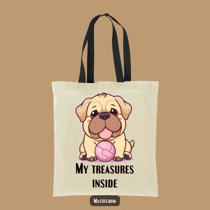 Funny Kawaii Mastiff Tote Bag: Warm Nudge, Tiny Ball, Perfect Funny Gift